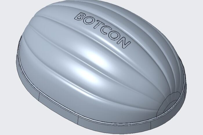 BOTCONドーム型パルプモールドスイーツボックスの3Dレンダリング設計図。製品設計段階でのシミュレーションイメージです。